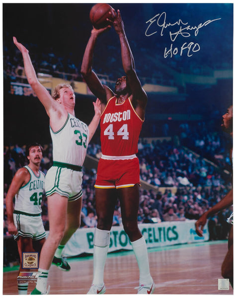 Elvin Hayes Signed Rockets Action vs Bird 16x20 Photo w/HOF'90 - (SCHWARTZ COA)