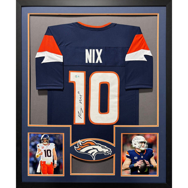 Bo Nix Autographed Signed Framed Denver Broncos Jersey BECKETT