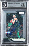 Bucks Giannis Antetokounmpo Signed 2018 Panini Prizm #296 Card BAS Slabbed