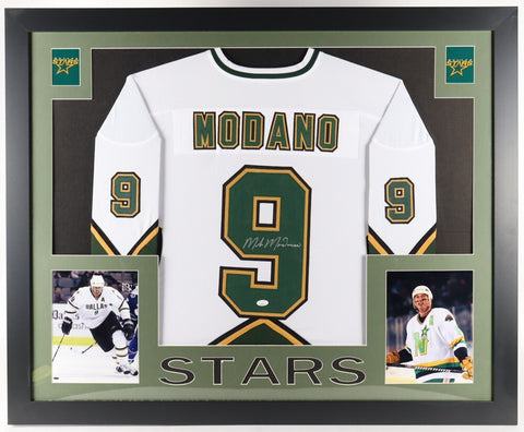Mike Modano Signed Dallas Stars 35" x 43" Framed Jersey (JSA) 1999 Cup Champion