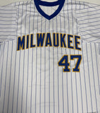 DWIGHT BERNARD Signed Custom Replica Brewers Pinstripe Jersey AUTO - BAS