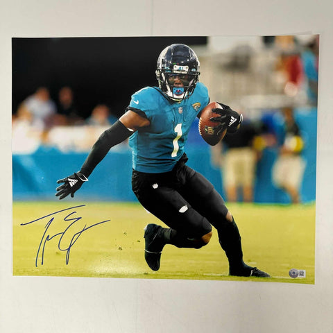 Autographed/Signed Travis Etienne Jr Jacksonville Jaguars 16x20 Photo BAS COA