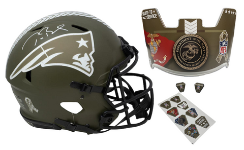 Tom Brady Autographed Patriots STS Marine Ed. Speed Authentic Helmet Fanatics