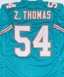 Dolphins Hall of Famer ZACH THOMAS Signed Custom Replica Blue Jersey AUTO - BAS