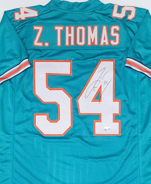Dolphins Hall of Famer ZACH THOMAS Signed Custom Replica Blue Jersey AUTO - BAS