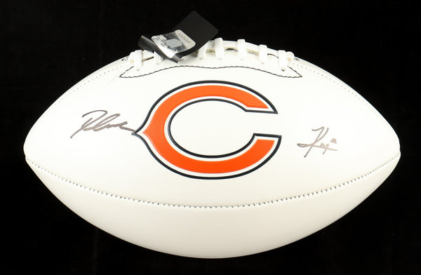 D'Andre Swift & Kyle Monangai Signed Chicago Bears Logo Football (JSA) R.B. Duo