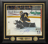 Jeremy Swayman Glove Save Boston Bruins Autographed 11x14 Framed Photo JSA PSA