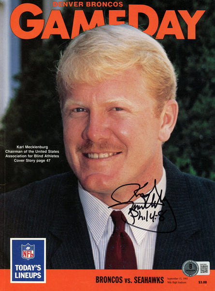 Karl Mecklenburg Signed Broncos 9/15/91 Gameday Magazine BAS 45478