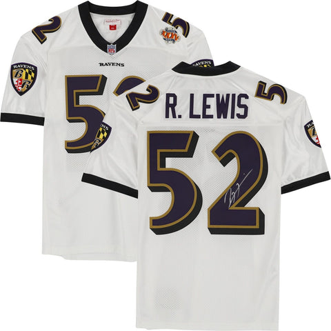 Ray Lewis Baltimore Ravens Signed White Mitchell & Ness Authentic Jersey