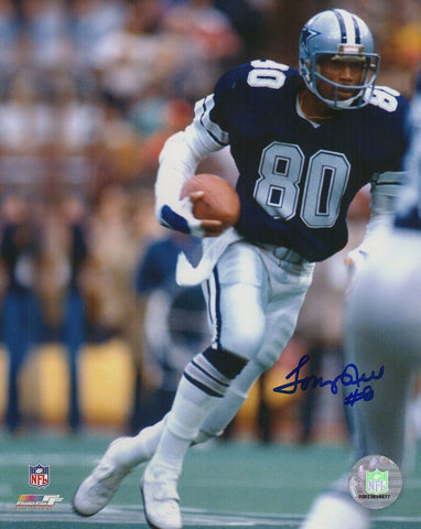 Tony Hill Signed Dallas Cowboys Navy Jersey Action 8x10 Photo - (SCHWARTZ COA)