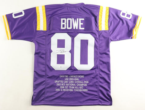 Dwayne Bowe Signed LSU Tigers Career Highlight Stat Jersey (JSA) Chiefs All Pro