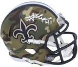 ALVIN KAMARA Autographed New Orleans Saints Mini Speed Camo Helmet FANATICS