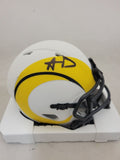 AARON DONALD SIGNED LA RAMS LUNAR ECLIPSE SPEED MINI HELMET BECKETT QR