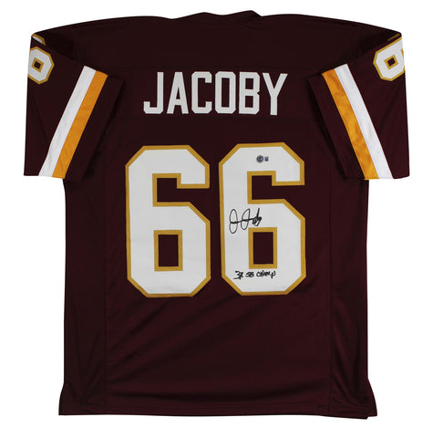 Joe Jacoby "3x SB Champ" Authentic Signed Maroon Pro Style Jersey BAS Witnessed