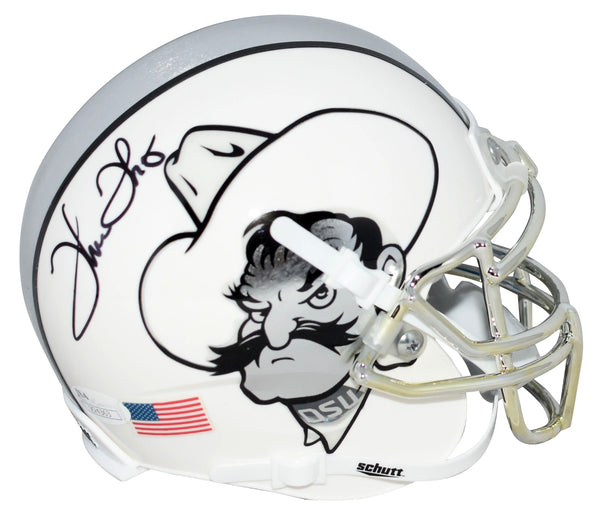 THURMAN THOMAS SIGNED OKLAHOMA STATE COWBOYS WHITE MINI HELMET JSA