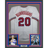 Framed Autographed/Signed Jeff Burroughs 35x39 Texas White Jersey BAS COA