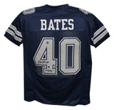 Bill Bates Autographed/Signed Pro Style Blue XL Jersey 3x Champs Beckett 39299