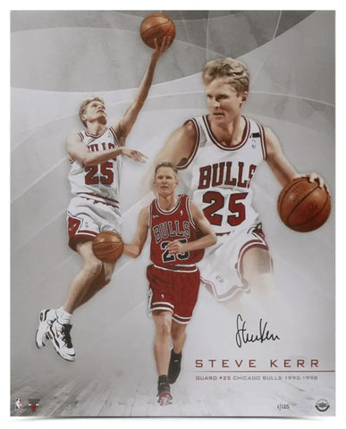 Steve Kerr Autographed "Bulls Collage" Bulls 16" x 20" Photograph UDA LE 125