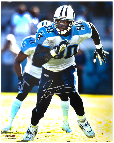 Jevon Kearse Signed Tennessee Titans White Jersey Action 16x20 Photo - (SS COA)