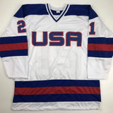 Signed Mike Eruzione White Team Miracle On Ice 1980 Jersey JSA COA