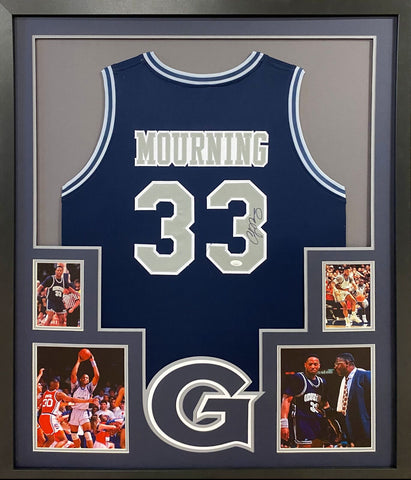 Alonzo Mourning Autographed Signed Framed Georgetown GU Jersey JSA