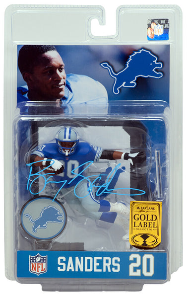 Barry Sanders Signed Detroit Lions Blue Jersey McFarlane Toys Figurine -(SS COA)