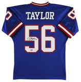 Giants Lawrence Taylor Signed 1990 Blue M&N TB SB XXV Patch Authentic Jersey BAS
