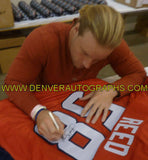 Brooks Reed Autographed/Signed Pro Style Red XL Jersey DEN 12836