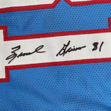 Framed Autographed/Signed Ernest Givins 35x39 Houston Blue Jersey JSA COA