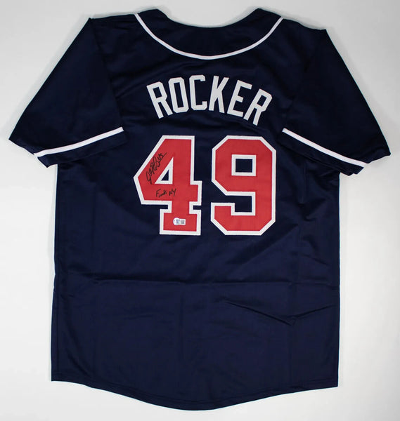 John Rocker Signed Atlanta Braves Dark Blue Jersey Inscribed "F*ck NY" (JSA COA)