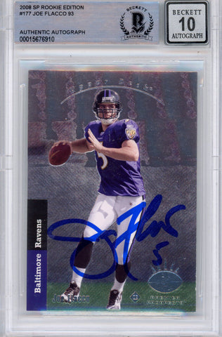Joe Flacco Autographed 2008 SP #177 (Grade 10) Beckett Slabbed 39906