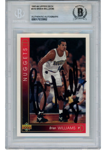 Brian Williams Autographed 93-94 Upper Deck #419 Slab Trading Card Beckett 52710