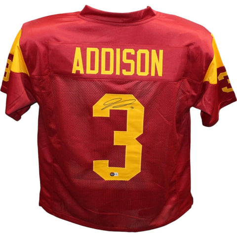 Jordan Addison Autographed/Signed College Style Red Jersey Beckett 42776