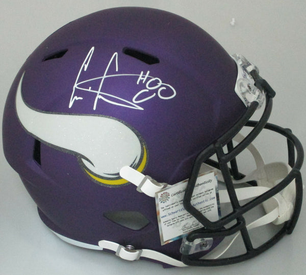 Vikings CRIS CARTER Signed Full Size Riddell Replica Speed Helmet AUTO - HOF 13