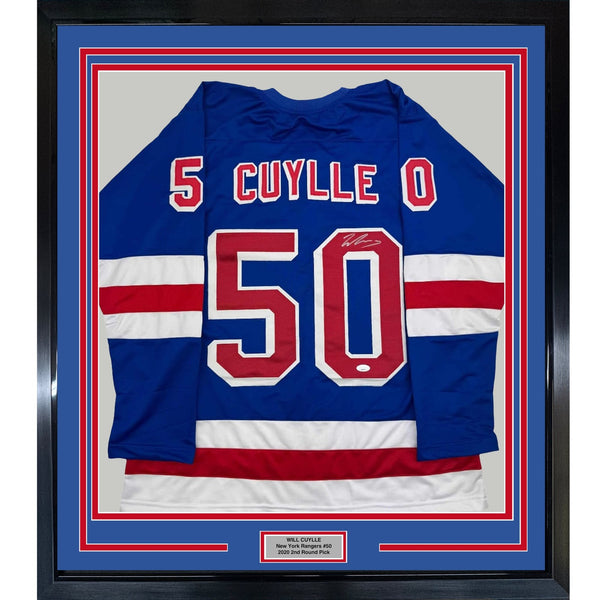 Framed Autographed/Signed Will Cuylle 35x39 New York Blue Jersey JSA COA