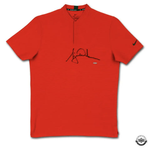 Nike Golf Tiger Woods Autographed 2020 TW Dri-Fit Red Polo Shirt UDA