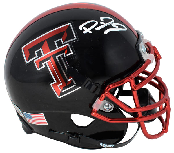 PATRICK MAHOMES SIGNED TEXAS TECH RED RAIDERS BLACK MINI HELMET BECKETT