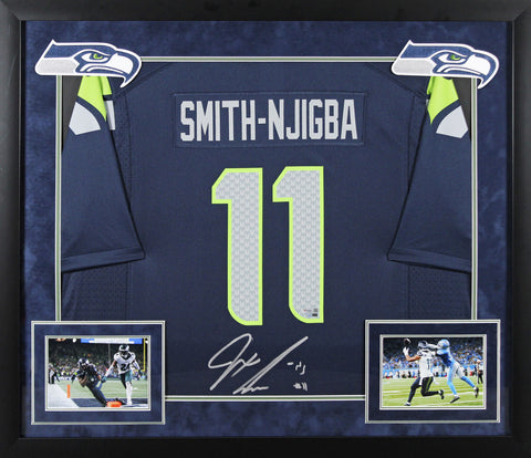 Seahawks Jaxon Smith-Njigba Signed Navy Blue Nike Game Framed Jersey Fanatics