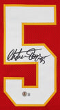 Christian Okoye Authentic Signed Red Pro Style Framed Jersey BAS Witnessed