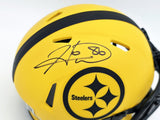 HINES WARD AUTOGRAPHED STEELERS GOLD RAVE MINI HELMET BECKETT WITNESS 241388
