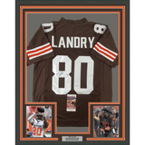 FRAMED Autographed/Signed JARVIS LANDRY 33x42 Cleveland Brown Football Jersey JS