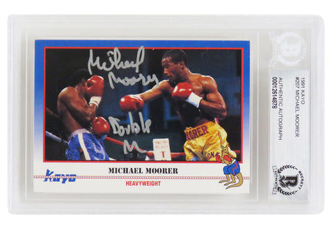 Michael Moorer Autographed 1991 Kayo Boxing Card #207 w/Double M - Beckett