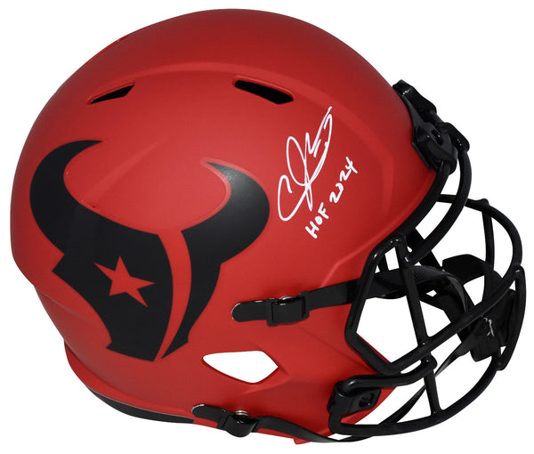 ANDRE JOHNSON SIGNED HOUSTON TEXANS RAVE FULL SIZE SPEED HELMET JSA W/ HOF 2024