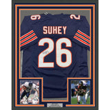 Framed Autographed/Signed Matt Suhey Chicago 35x39 Blue Football Jersey JSA COA