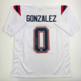 Autographed/Signed Christian Gonzalez New England White Football Jersey BAS COA