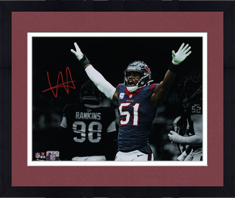 Framed Will Anderson Jr. Houston Texans Signed 11x14 Hands Up Spotlight Photo