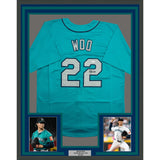 Framed Autographed/Signed Bryan Woo 35x39 Seattle Teal Jersey JSA COA