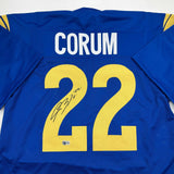 Autographed/Signed Blake Corum Los Angeles LA Blue Jersey Beckett BAS COA