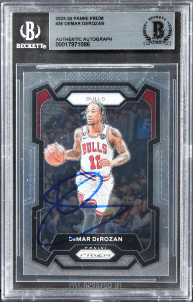 Bulls DeMar DeRozan Authentic Signed 2023 Panini Prizm #36 Card BAS Slabbed 1