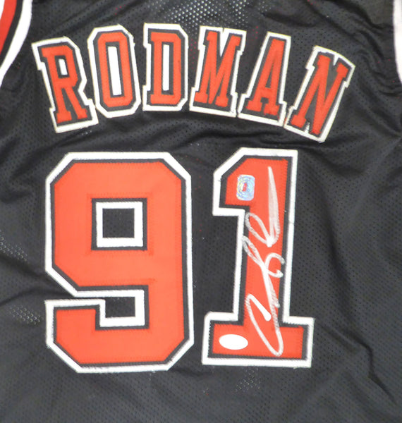 Chicago Bulls Dennis Rodman Autographed Signed Black Jersey JSA #B442463